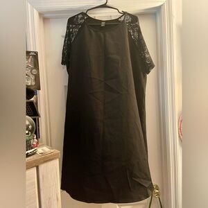 Emory Rose lace sleeve little black dress